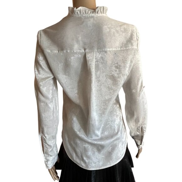 🎄 NWOT 🛍️ Express Silver HOLIDAY Party Cocktail Shirt Slim Fit XS - Picture 5 of 6